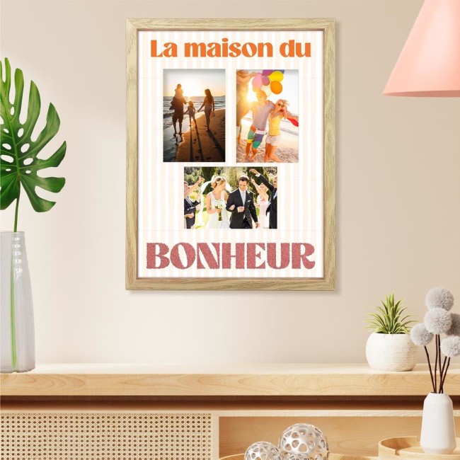 Toile Tuftée La Maison du Bonheur 30 × 40 cm | Irisia Maison Toile Tuftée La Maison du Bonheur 30 × 40 cm | Irisia Maison