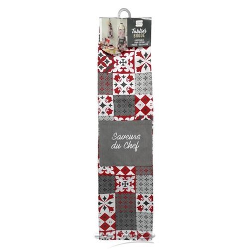 Tablier de cuisine coton gris et rouge 84 cm avec poche | Irisia Maison Tablier de cuisine coton gris et rouge 84 cm avec poche | Irisia Maison
