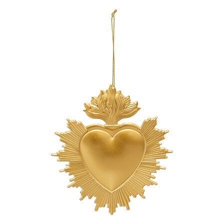 Sujet cœur ex-voto métal haut 14 cm doré