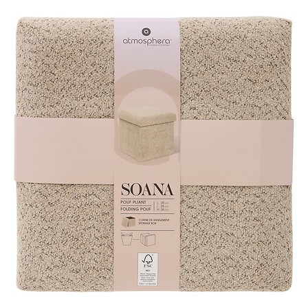 pouf pliant Soana taupe 38 cm assise d'appoint