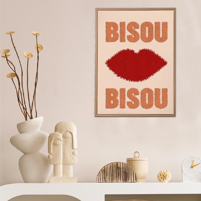 Toile Tuftée Bisous Bisous 30 × 40 cm | Irisia Maison
