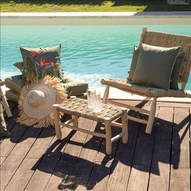 Coussin extérieur oiseau du paradis Sud Étoffe – coussin exotique anti-UV Coussin extérieur oiseau du paradis Sud Étoffe – coussin exotique anti-UV