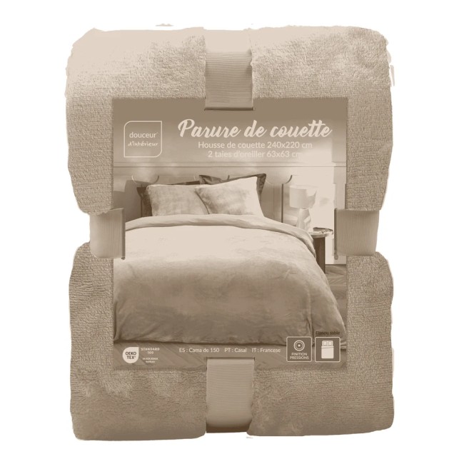 Parure de lit sable microflanelle 240 x 220 cm | Irisia Maison Parure de lit sable microflanelle 240 x 220 cm | Irisia Maison