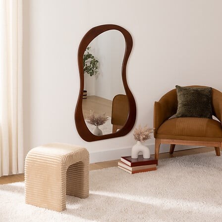 Miroir organique Alanis 120x73 cm bois – miroir mural design tendance miroir organique bois 120x73 cm design moderne deco murale interieur