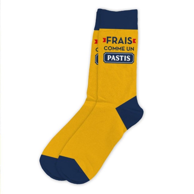 Chaussettes humoristiques Frais comme un Pastis jaunes