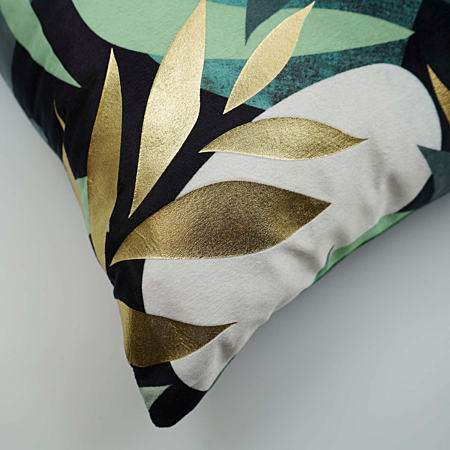 Housse de coussin velours vert et or 40 × 40 cm | Irisia Maison