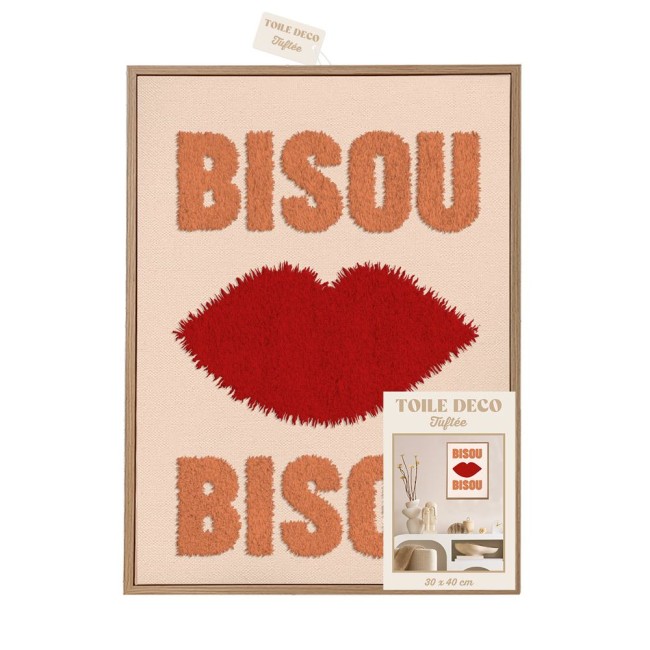 Toile Tuftée Bisous Bisous 30 × 40 cm | Irisia Maison