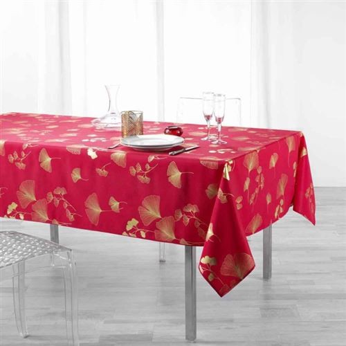 Nappe de Noël rouge et or 150 × 240 cm | Irisia Maison  Balise ALT