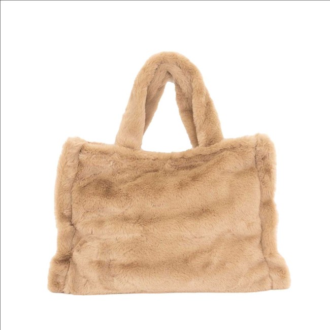 sac cabas beige fausse fourrure 38x30 cm effet doudou sac cabas beige fausse fourrure 38x30 cm effet doudou