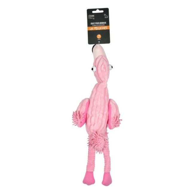 Jouet chien peluche Flamant rose sonore 46x7 cm