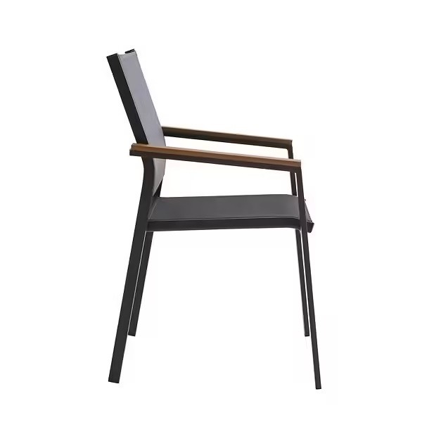 Chaise de jardin aluminium textilène gris avec accoudoirs Jakarta