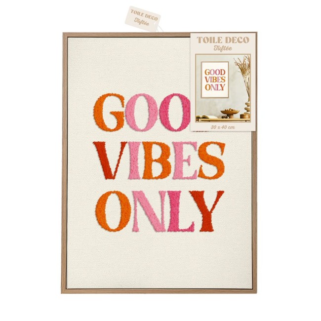 toile tuftée Good Vibes Only 30 x 40 cm pastel toile tuftée Good Vibes Only 30 x 40 cm pastel
