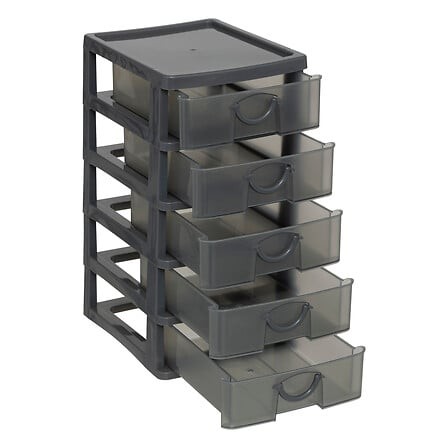 Rangement 5 tiroirs compact – organiseur pratique maison Rangement 5 tiroirs plastique compact 12,6x15,5x25,5 cm