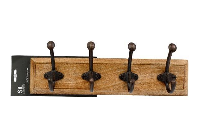 Patère en bois avec crochet métal