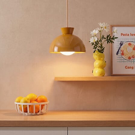 Suspension métal ocre Ø22 cm avec douille G9
