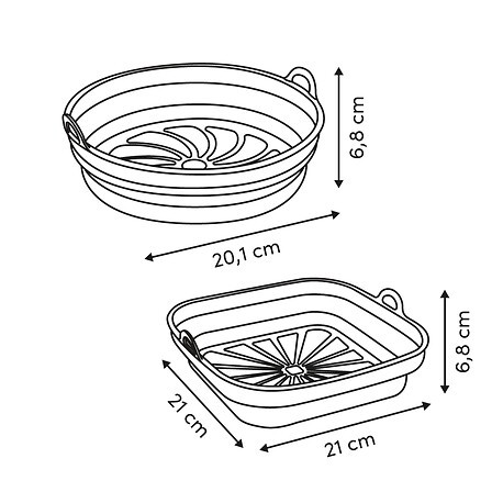 Panier Airfryer silicone 22x21 cm rond ou carré pour cuisson saine