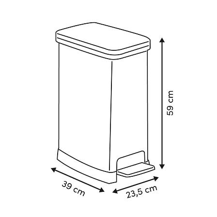 Poubelle à pédale slim 40 L plastique effet métal Poubelle à pédale slim 40 L plastique effet métal