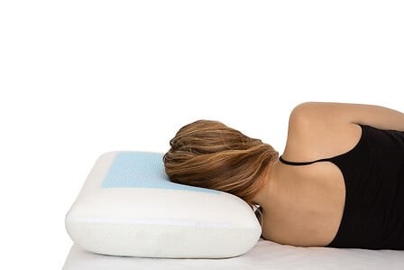 oreiller mémoire de forme avec gel rafraîchissant vue latérale