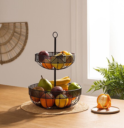 Corbeille à fruits 2 étages en acier | Irisia Maison 