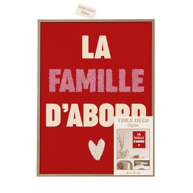 toile tuftée La Famille d'abord 30x40 cm rouge toile tuftée La Famille d'abord 30x40 cm rouge