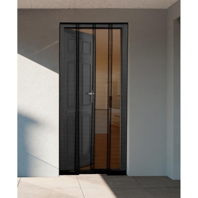 rideau moustiquaire fibre de verre 100x230 cm 4 bandes noir anti insectes porte