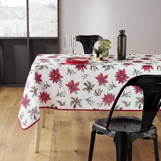 Nappe de Noël Amaryllis multicolore 150 × 240 cm | Irisia Maison