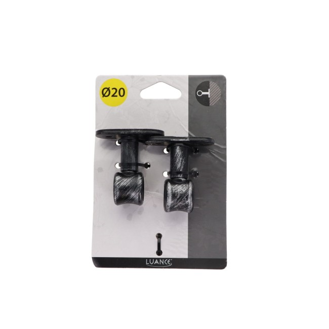 Lot de 2 supports pour tringle à rideaux noir et argent 