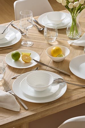 Service vaisselle 12 pièces verre blanc