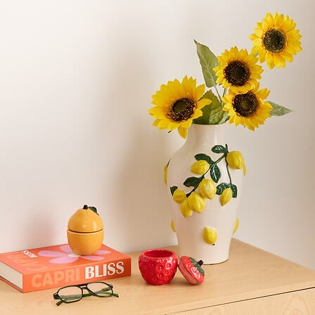 Vase Fruity céramique citrons décoration méditerranéenne Vase Fruity céramique citrons décoration méditerranéenne