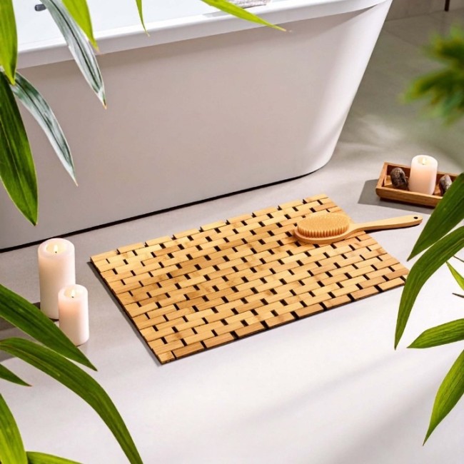 Caillebotis bambou Hanoï 38×60 cm – design naturel et antidérapant Caillebotis en bambou Hanoï 38×60 cm – tapis naturel pour salle de bain