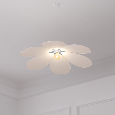 Suspension luminaire beige pétales grand diamètre pour salon