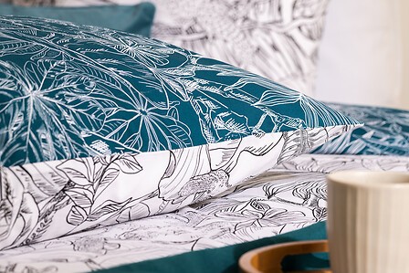 Parure de lit Jungle 240×220 cm coton imprimé jungle – housse + taies confort naturel