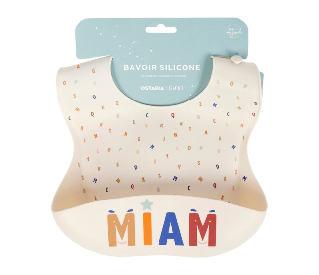 bavoir silicone miam bebe imperméable poche repas facile nettoyage