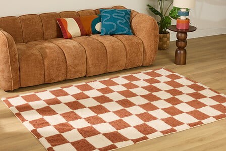 tapis en laine damier marron 160x230 cm Homy