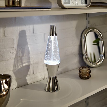 Lampe tornade Lava haut 36,5 cm argent