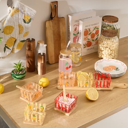 service aperitif bambou 4 pieces plateau coupelles fruity