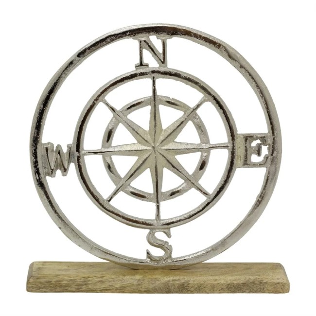 nautical-compass-rose-ornament-on-wood-base-26cm-silver-metal-compass-2870471