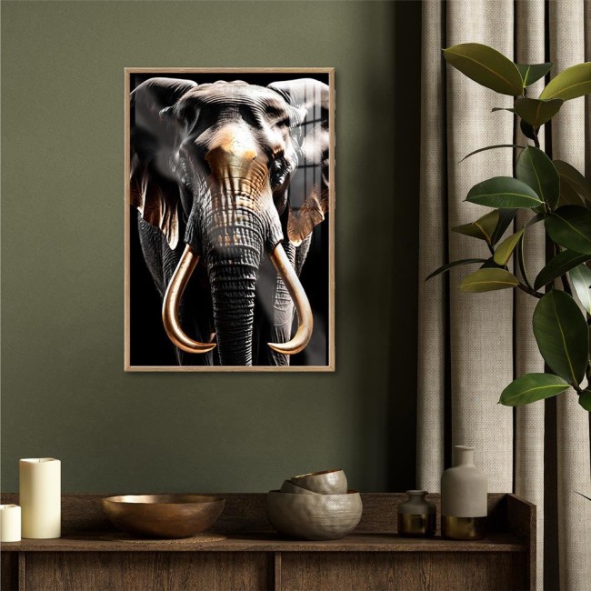 toile effet laqué éléphant doré 40 x 60 cm toile effet laqué éléphant doré 40 x 60 cm