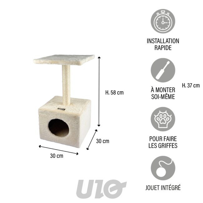 Arbre à chat beige avec niche 58 cm | Irisia Maison