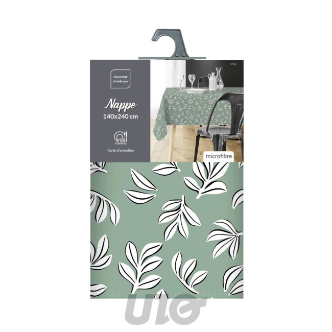 Nappe Mindy 140 × 240 cm en microfibre imprimée sauge
