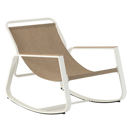 Fauteuil à bascule Felinio taupe Hespéride extérieur jardin terrasse