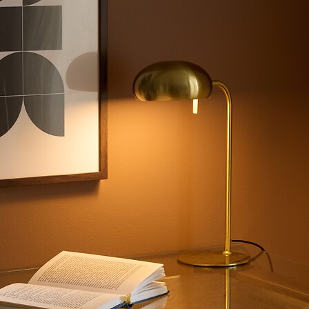 lampe à poser métal doré 38 cm avec abat-jour orientable