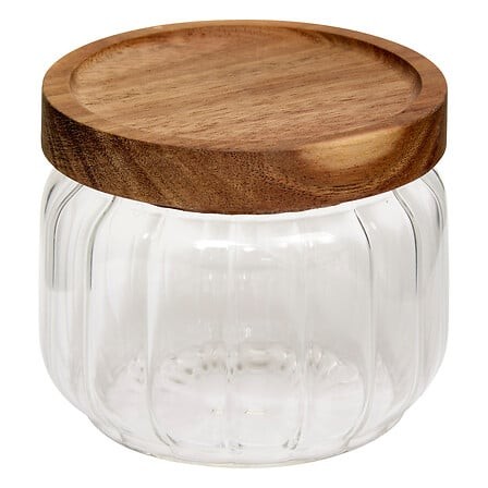 Bocal en verre 300 ml avec couvercle en acacia | Irisia Maison