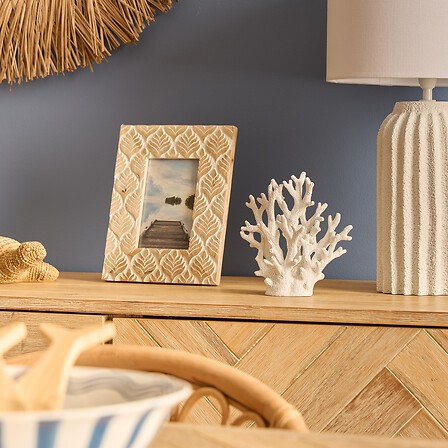 Corail déco résine blanc et rouge H17 cm lot de 2 pièces