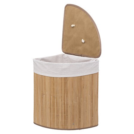 Panière à linge bambou 48 L d’angle – panier rangement linge