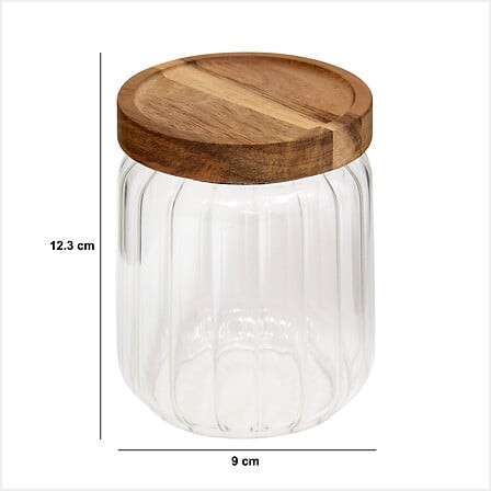 Bocal en verre 500 ml avec couvercle en acacia | Irisia Maison