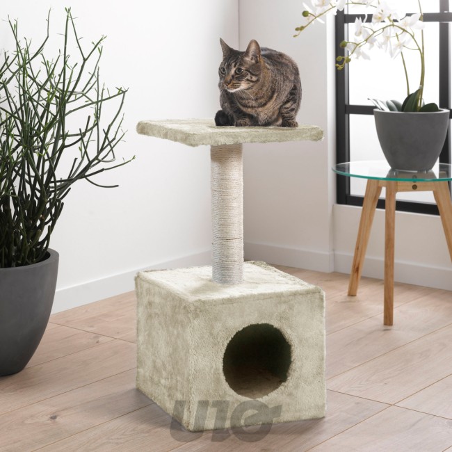 Arbre à chat beige avec niche 58 cm | Irisia Maison