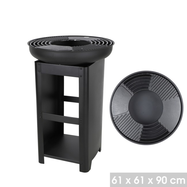 Brasero barbecue Ø61 cm avec support bûches – chauffage extérieur Brasero barbecue 61 cm avec rangement bûches extérieur jardin