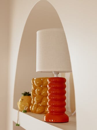 Lampe haut 33 cm céramique orange