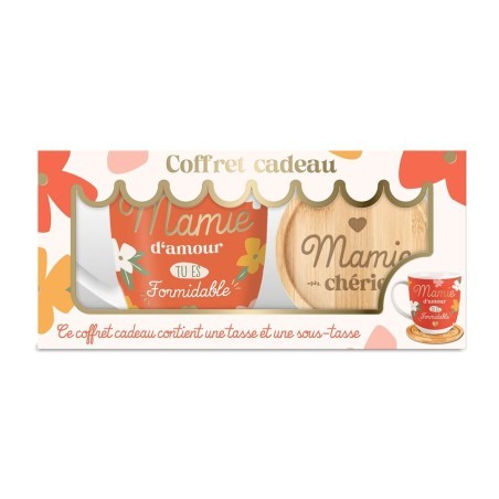 Coffret cadeau mug Mamie avec message affectueux